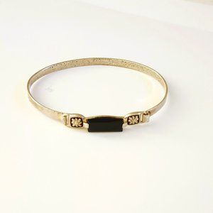 JEC 925 Black Tension  Bracelet 7" Sterling Silver Stone Bangle Jewelry